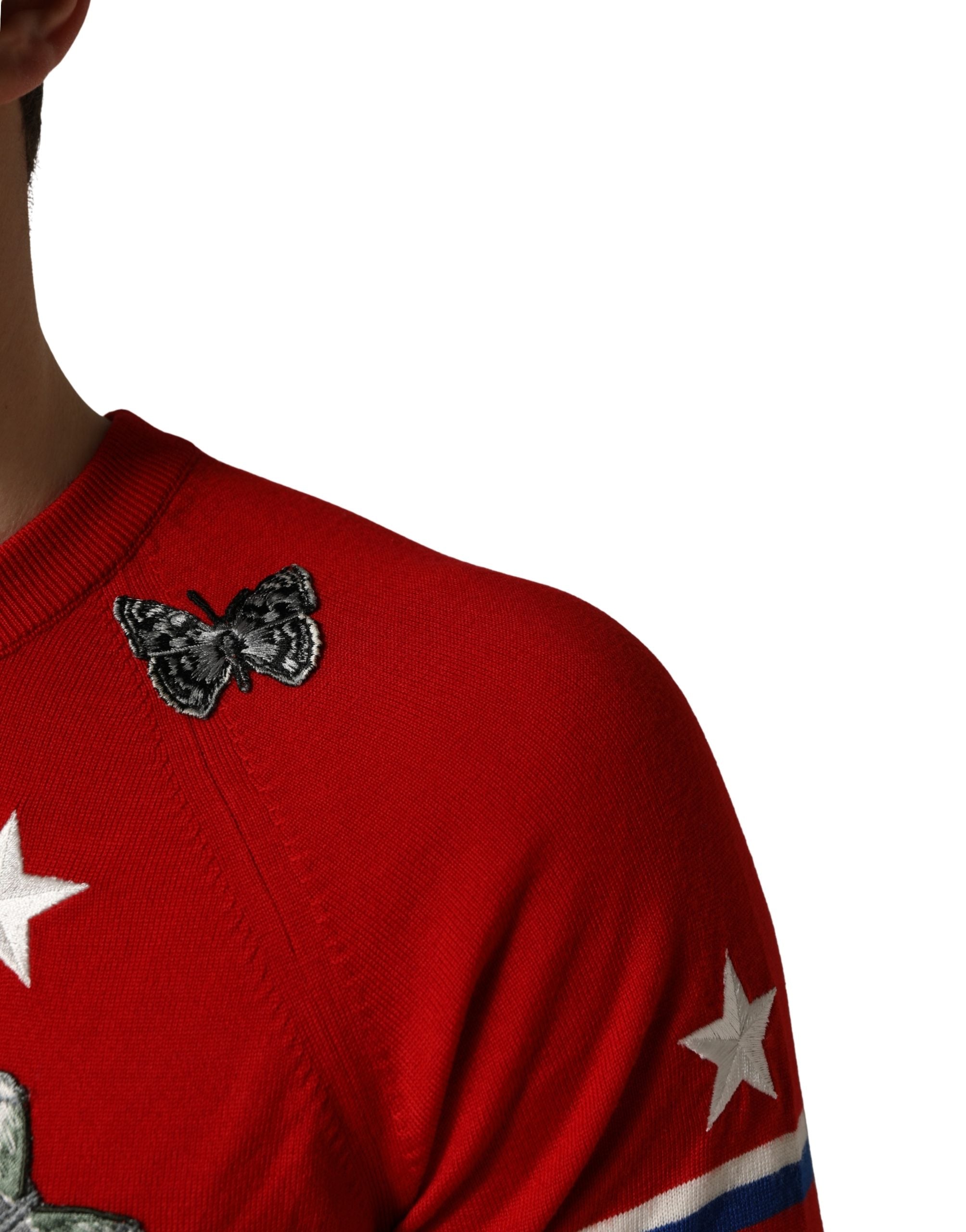Dolce & Gabbana Pullover aus Wolle mit Schmetterlings- und Sternenmotiv, Rundhalsausschnitt