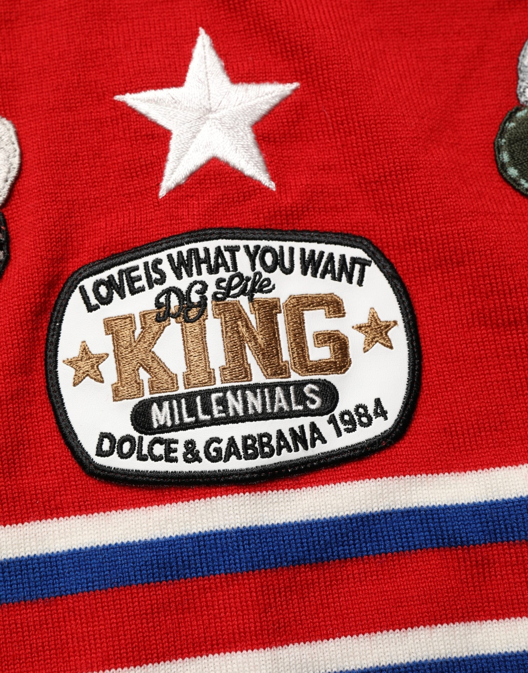 Dolce & Gabbana Pullover aus Wolle mit Schmetterlings- und Sternenmotiv, Rundhalsausschnitt