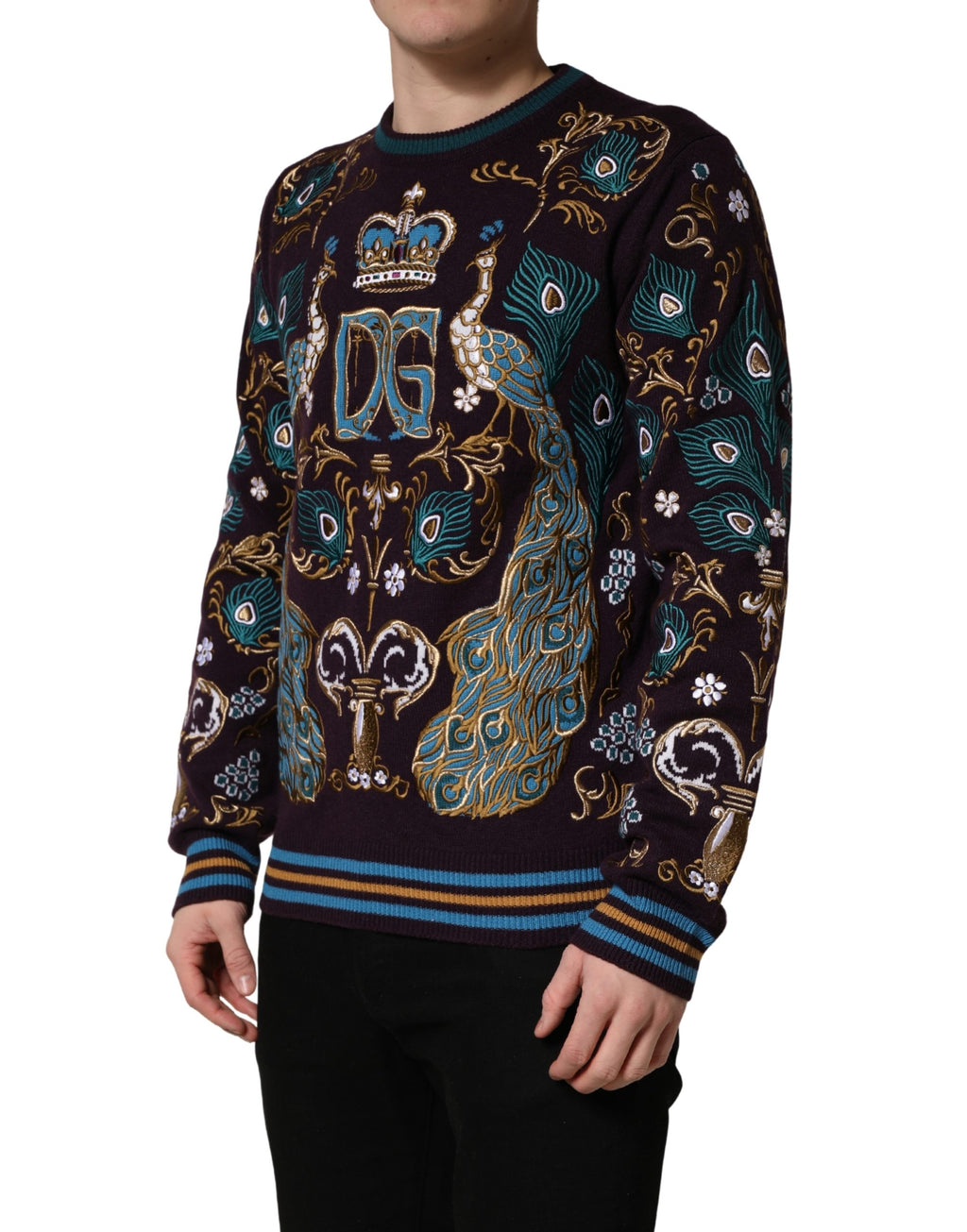 Dolce & Gabbana Pullover aus Kaschmir in Bordeaux mit Kronenstickerei
