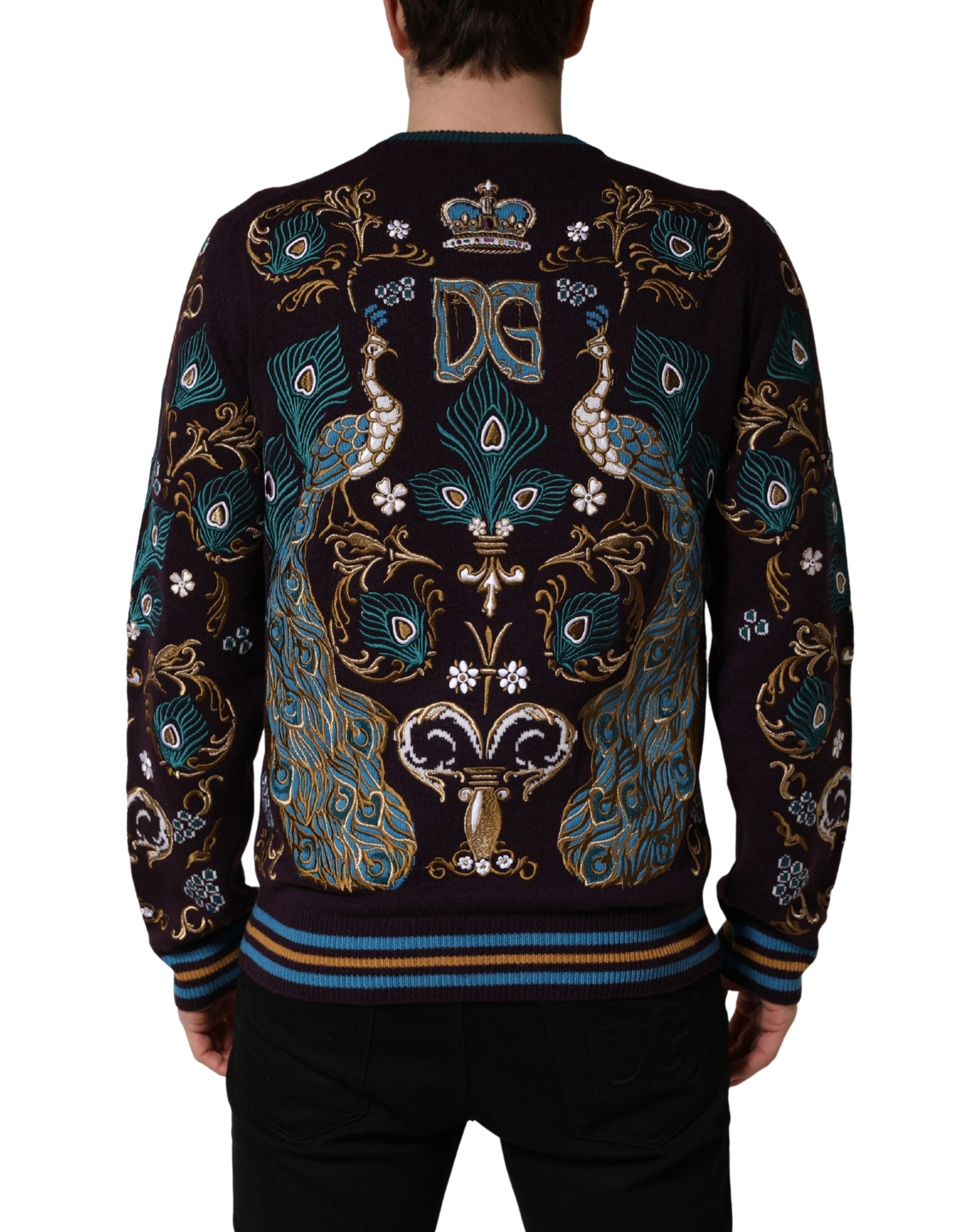 Dolce & Gabbana Pullover aus Kaschmir in Bordeaux mit Kronenstickerei