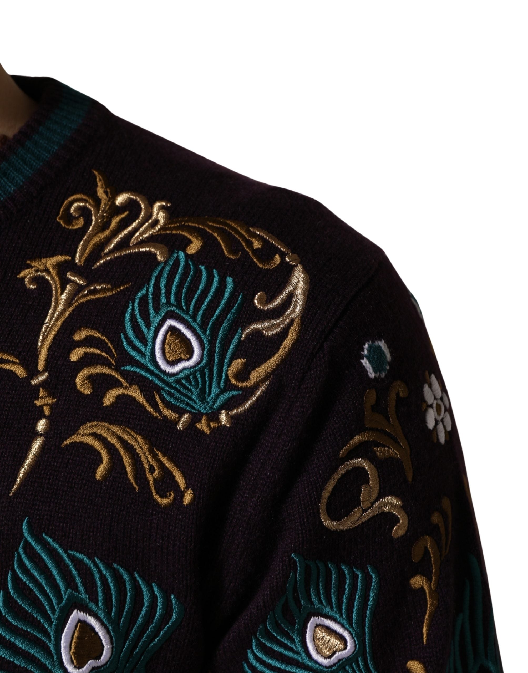Dolce & Gabbana Pullover aus Kaschmir in Bordeaux mit Kronenstickerei