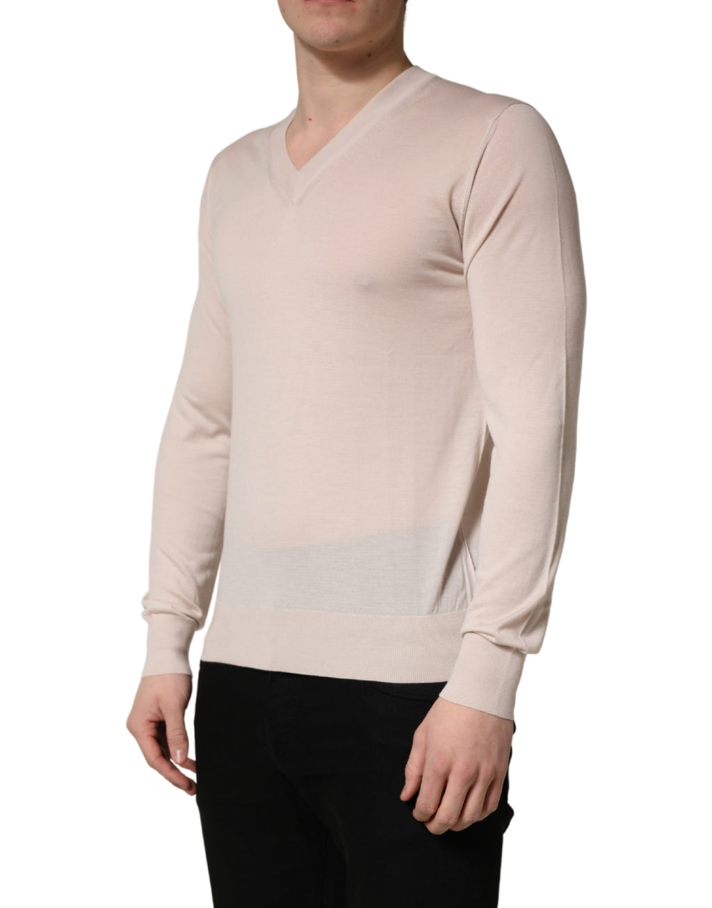 Dolce & Gabbana Beige Kaschmir V-Ausschnitt Herren Pullover Pullover