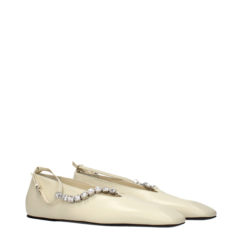 Jil Sander Beige Leder Ballerinas