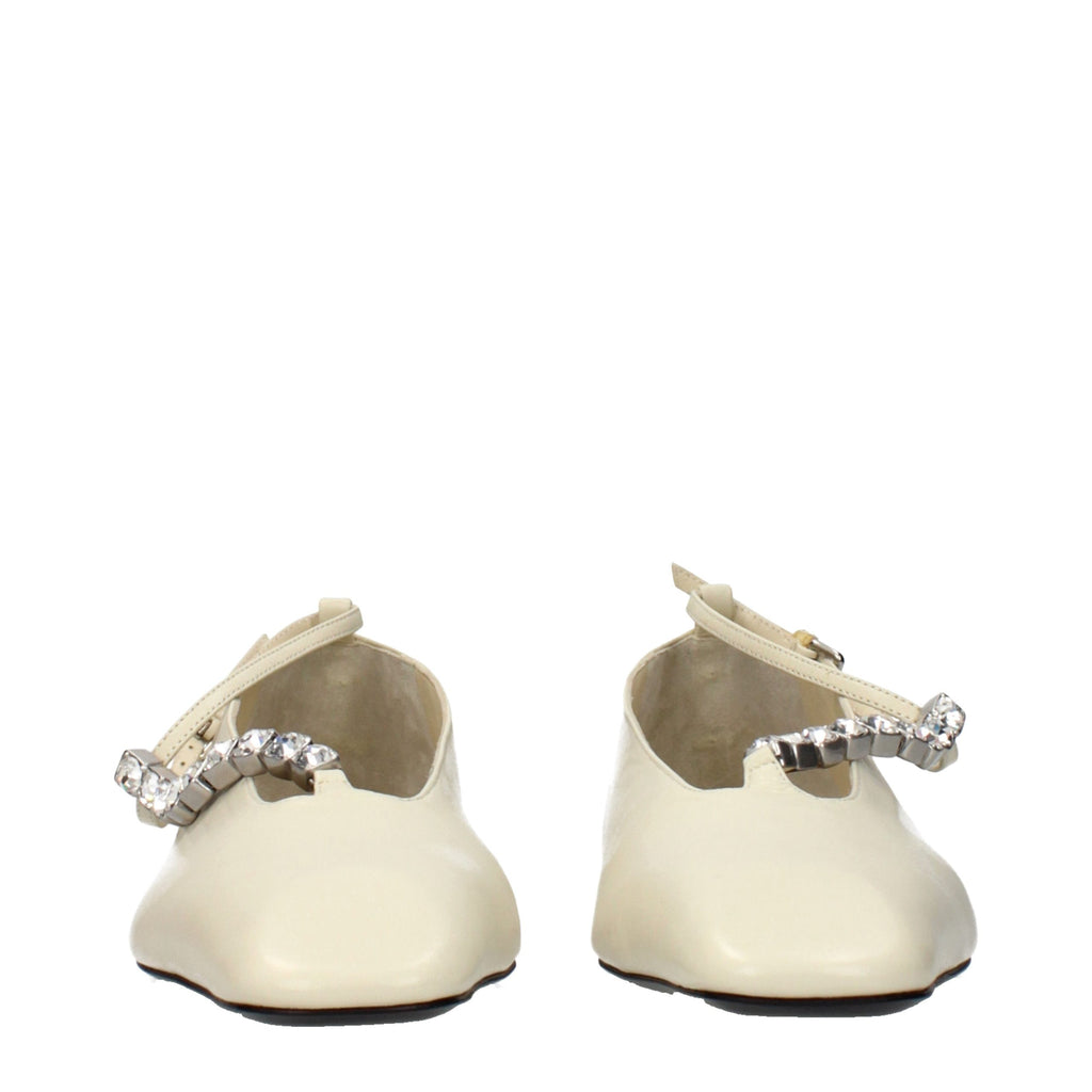 Jil Sander Beige Leder Ballerinas