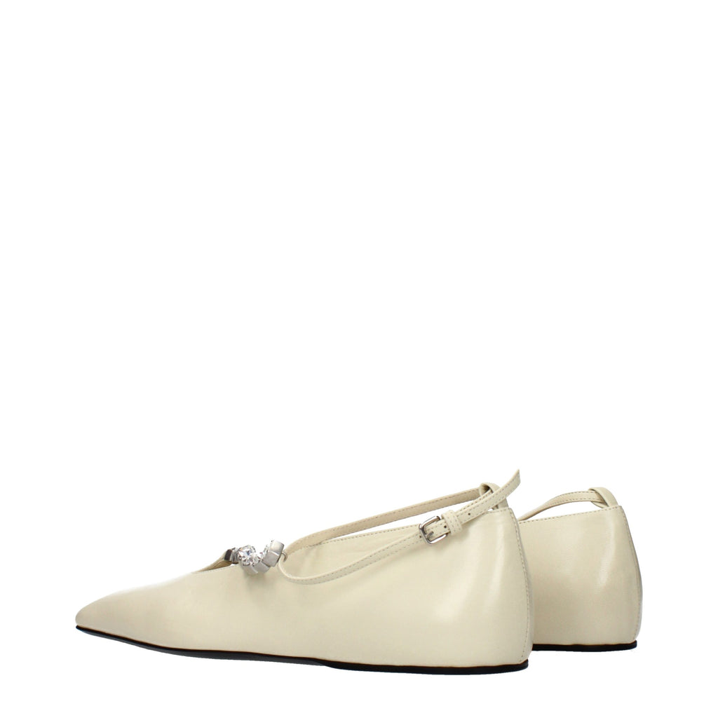 Jil Sander Beige Leder Ballerinas