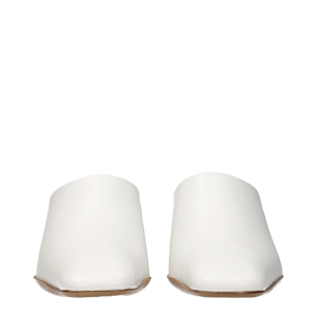 Jil Sander Weiße Leder-Pantoffeln