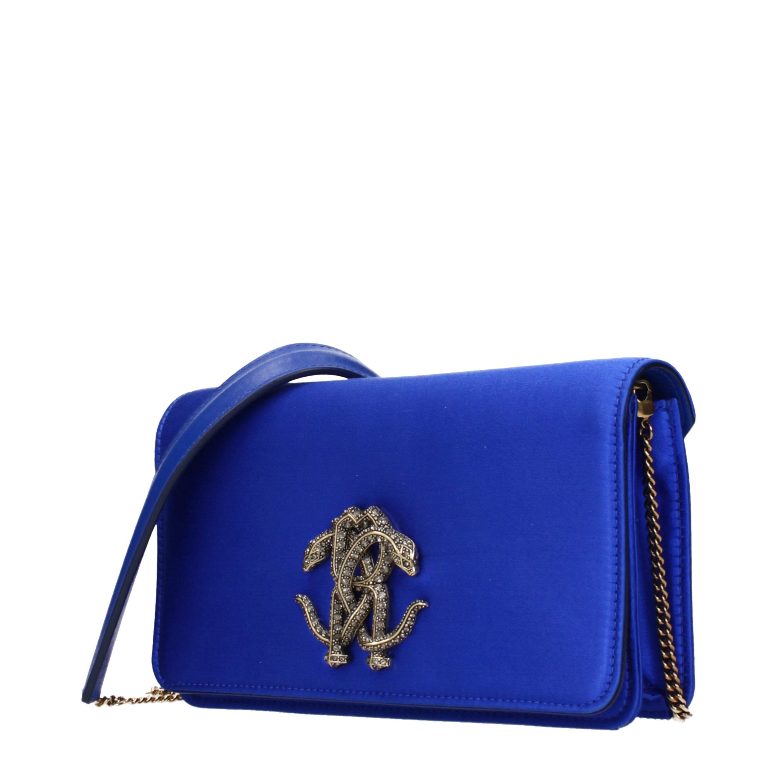 Roberto Cavalli Blaue Satin-Clutch