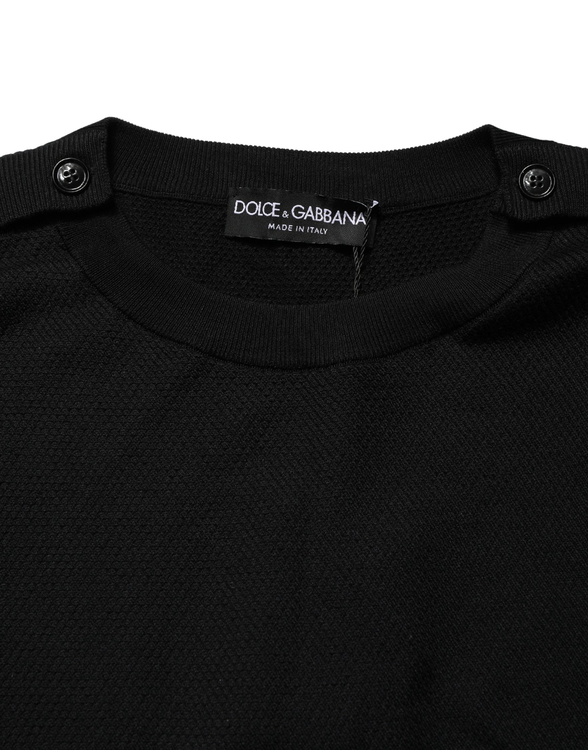 Dolce & Gabbana Schwarzer Pullover mit Rundhalsausschnitt und langen Ärmeln