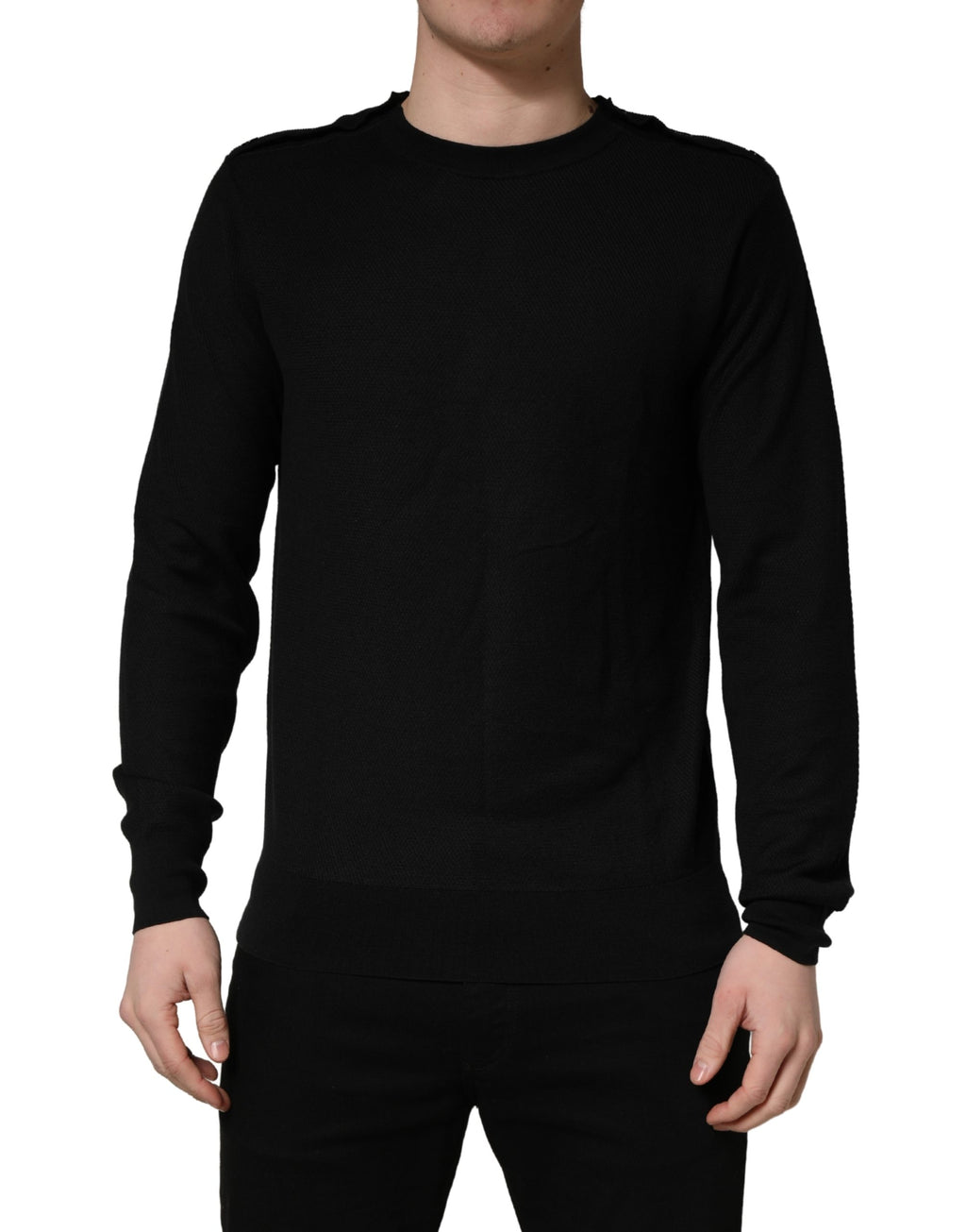 Dolce & Gabbana Schwarzer Pullover mit Rundhalsausschnitt und langen Ärmeln