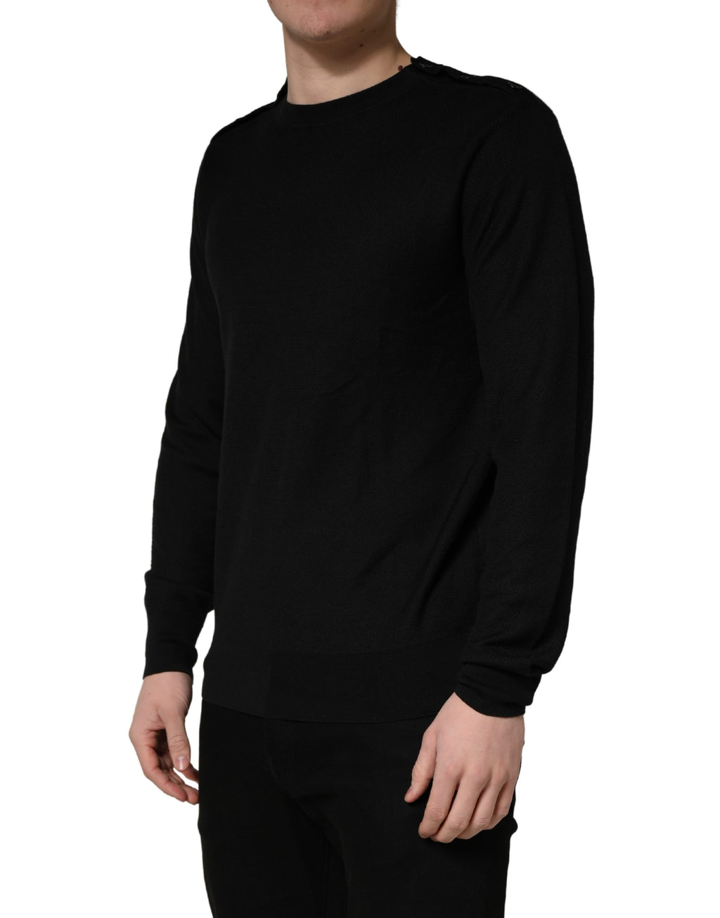 Dolce & Gabbana Schwarzer Pullover mit Rundhalsausschnitt und langen Ärmeln