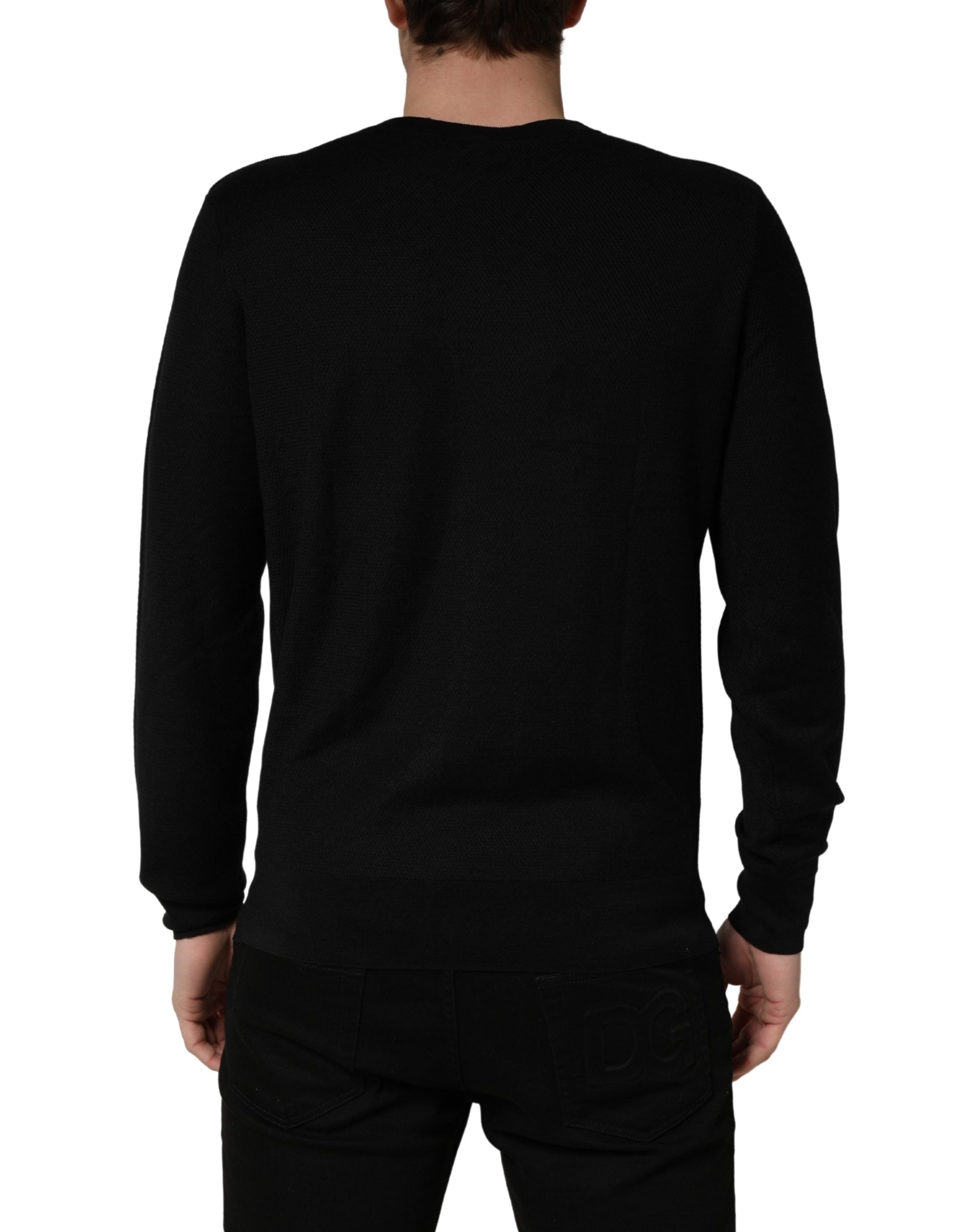 Dolce & Gabbana Schwarzer Pullover mit Rundhalsausschnitt und langen Ärmeln