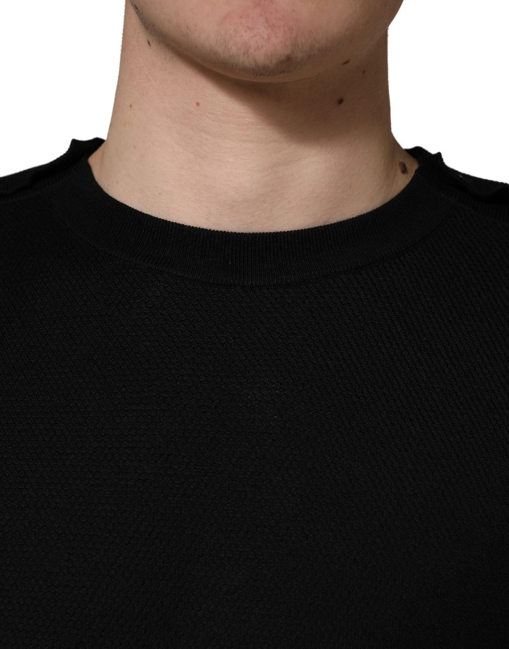 Dolce & Gabbana Schwarzer Pullover mit Rundhalsausschnitt und langen Ärmeln