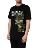 Dolce & Gabbana Schwarzes T-Shirt mit Camouflage-Grafikprint und Rundhalsausschnitt aus Baumwolle
