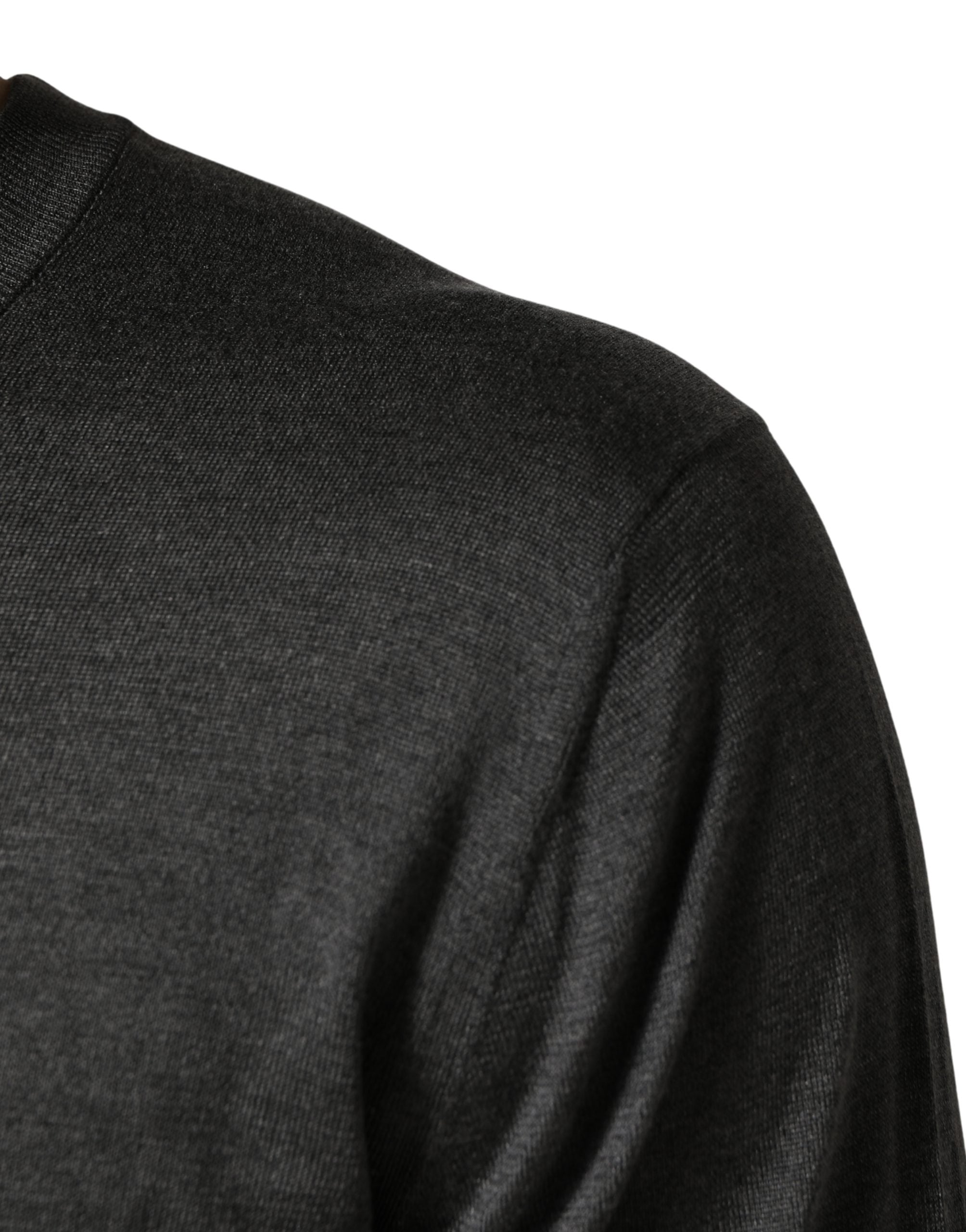Dolce & Gabbana Grauer Pullover mit Rundhalsausschnitt und langen Ärmeln