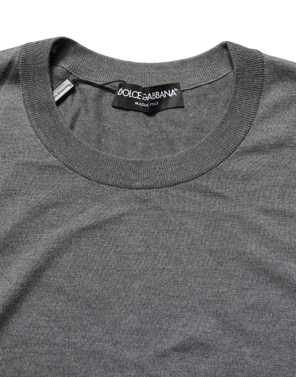 Dolce & Gabbana Grauer Pullover mit Rundhalsausschnitt und langen Ärmeln