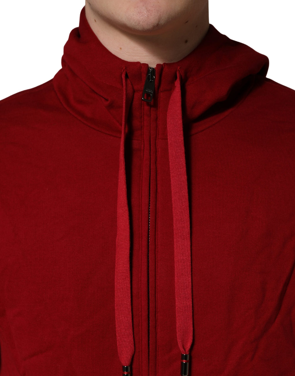 Dolce & Gabbana Herren Kapuzenpullover aus roter Baumwolle mit durchgehendem Reißverschluss