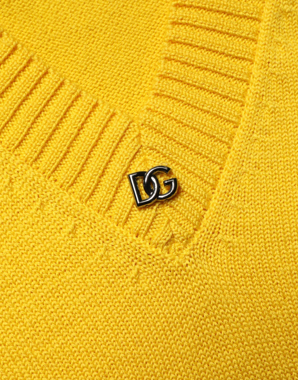Dolce & Gabbana Wollstrick-Pullover mit V-Ausschnitt, Gelb