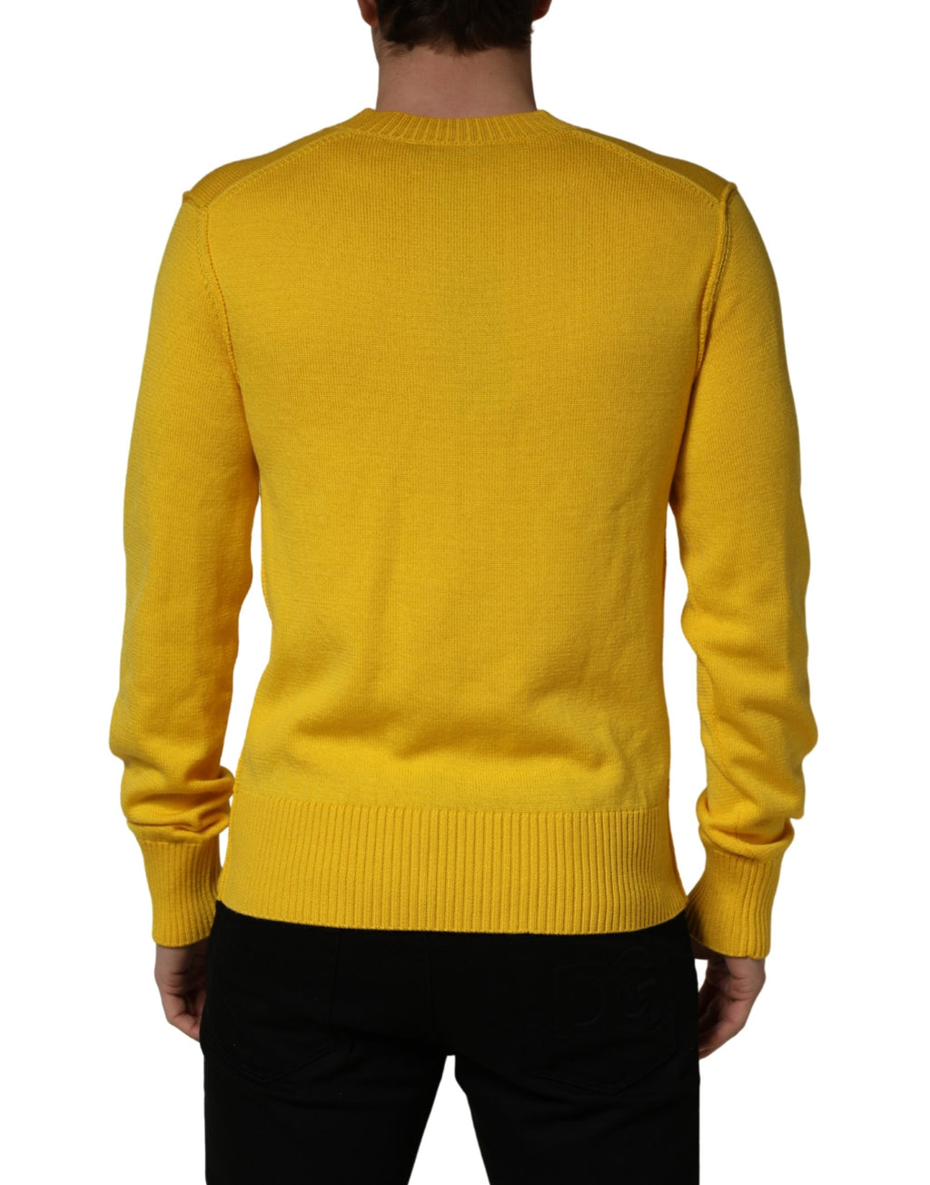 Dolce & Gabbana Wollstrick-Pullover mit V-Ausschnitt, Gelb
