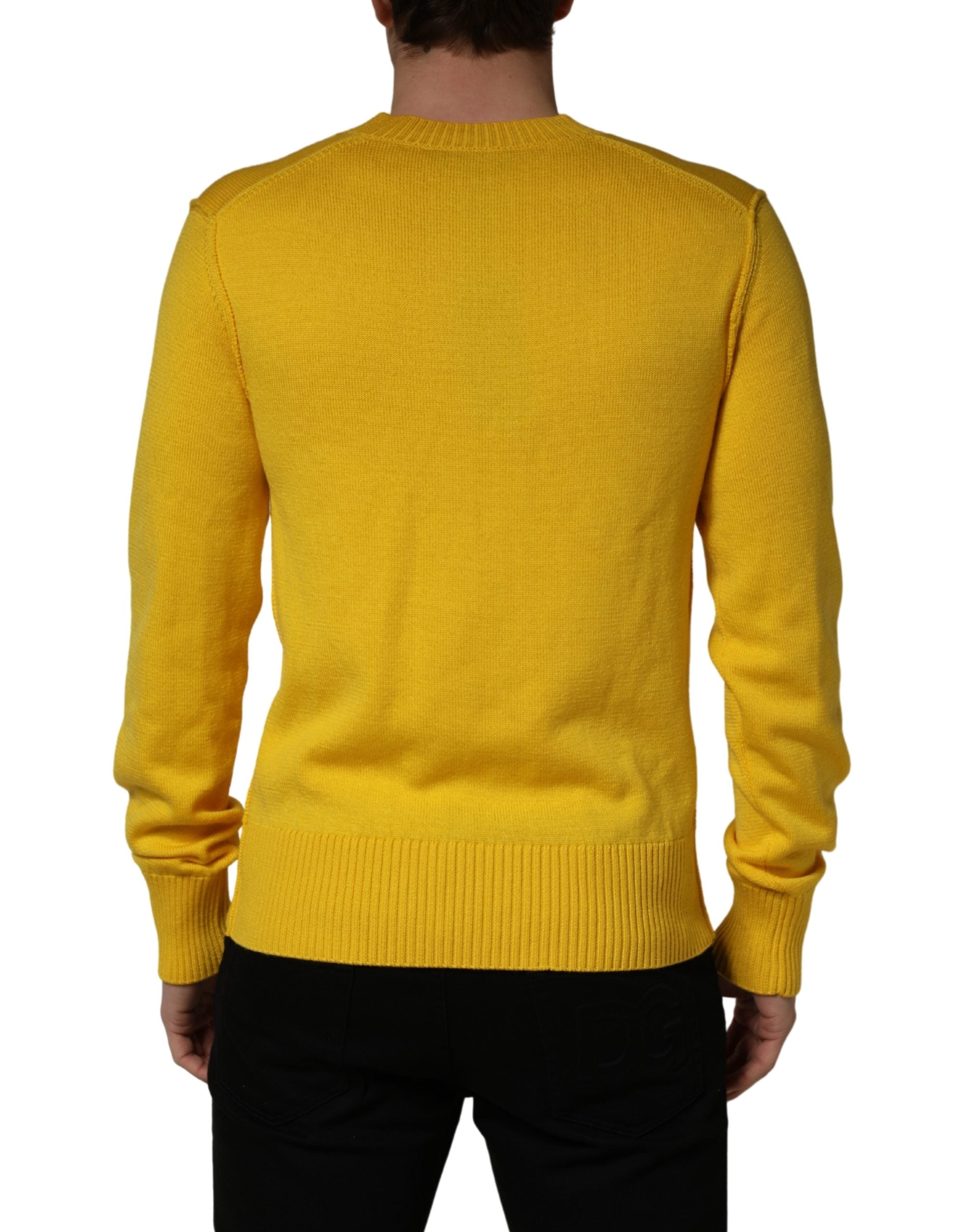 Dolce & Gabbana Wollstrick-Pullover mit V-Ausschnitt, Gelb