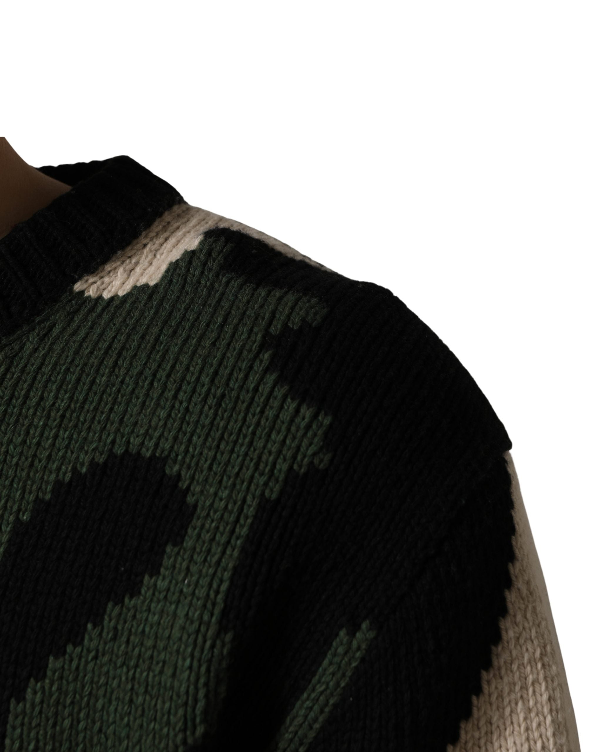 Dolce & Gabbana Pullover-Pullover mit mehrfarbigem Intarsien-Strickmuster und Camouflage-Muster