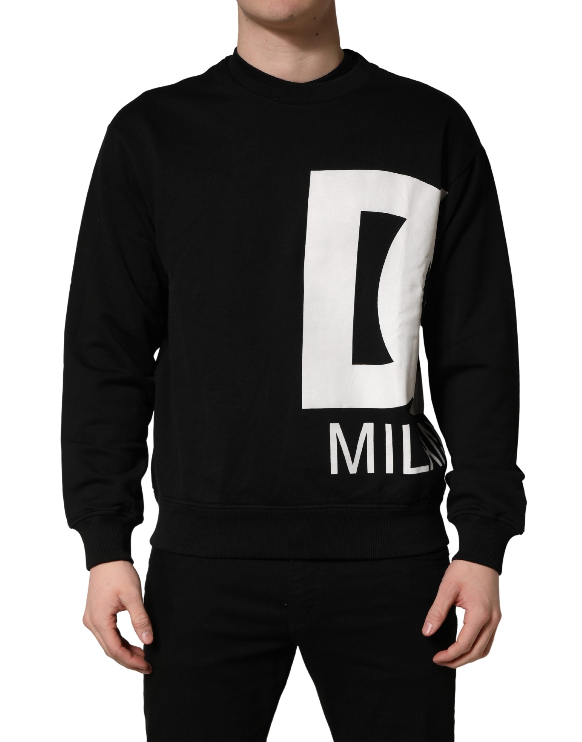 Dolce & Gabbana Schwarzer Milano Baumwoll-Sweatshirtpullover mit Logo