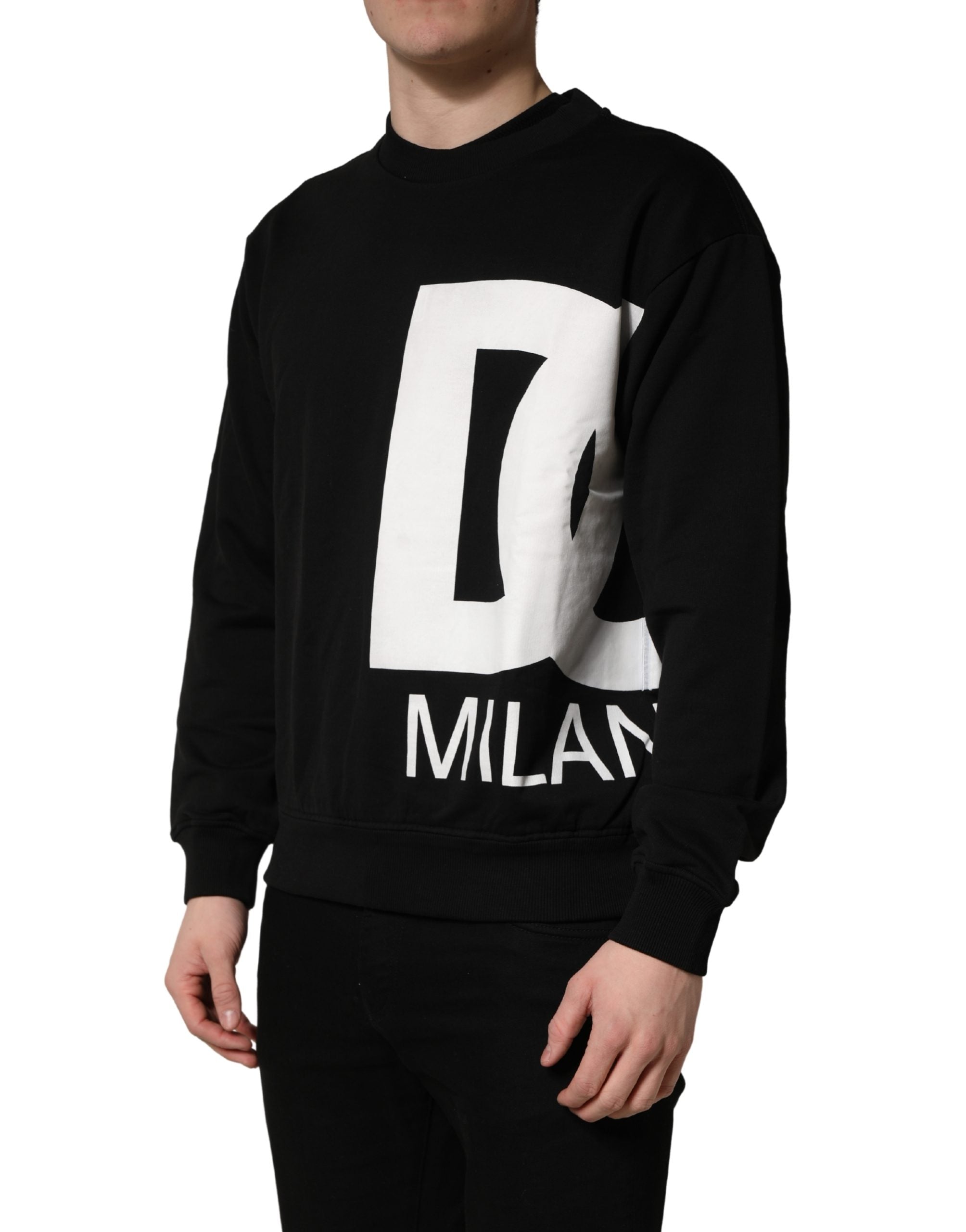 Dolce & Gabbana Schwarzer Milano Baumwoll-Sweatshirtpullover mit Logo
