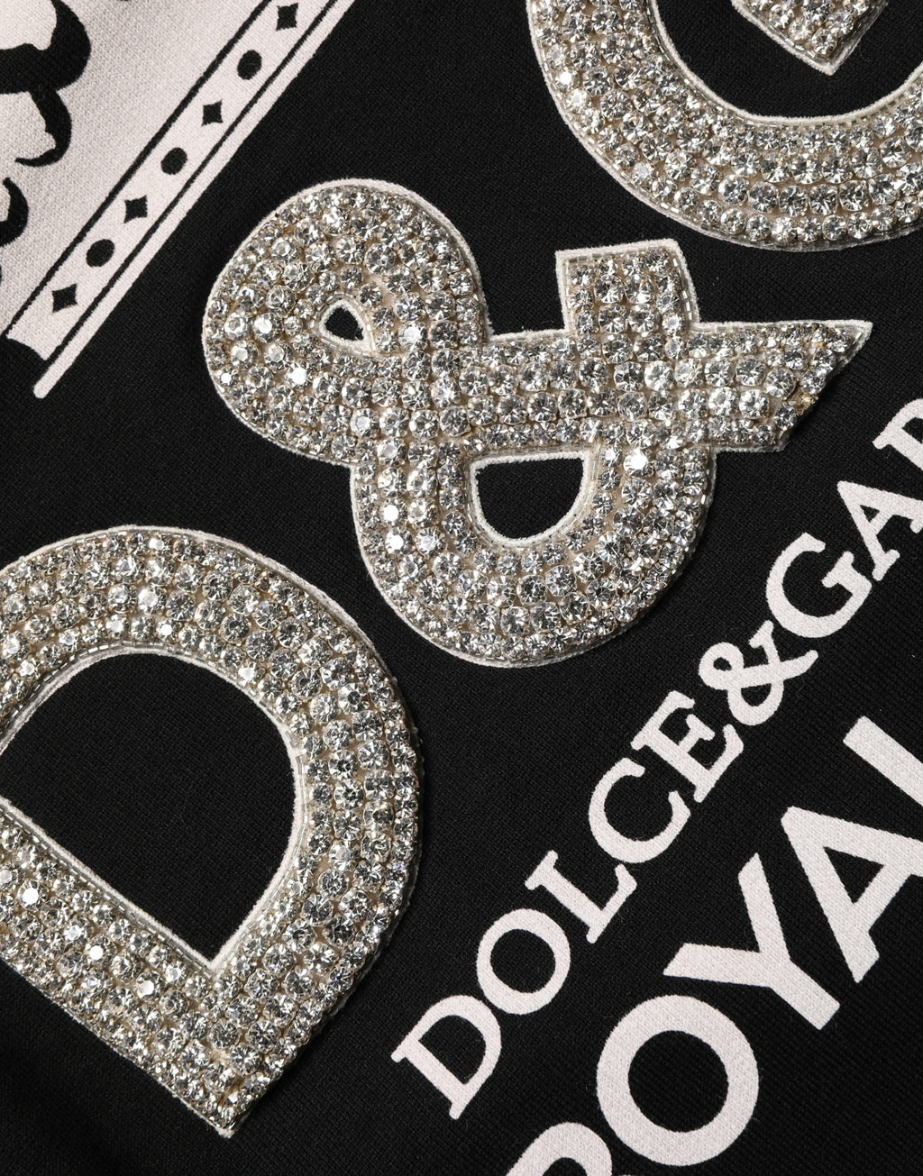 Dolce & Gabbana Schwarzer Sweatshirt-Pullover mit Verzierungen aus Baumwolle