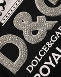 Dolce & Gabbana Schwarzer Sweatshirt-Pullover mit Verzierungen aus Baumwolle