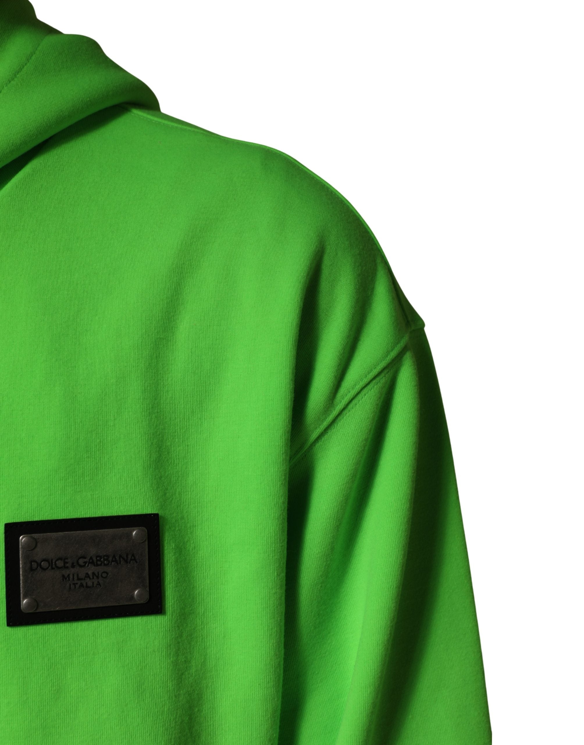 Dolce & Gabbana Grüner Kapuzenpullover aus Fleece mit durchgehendem Reißverschluss