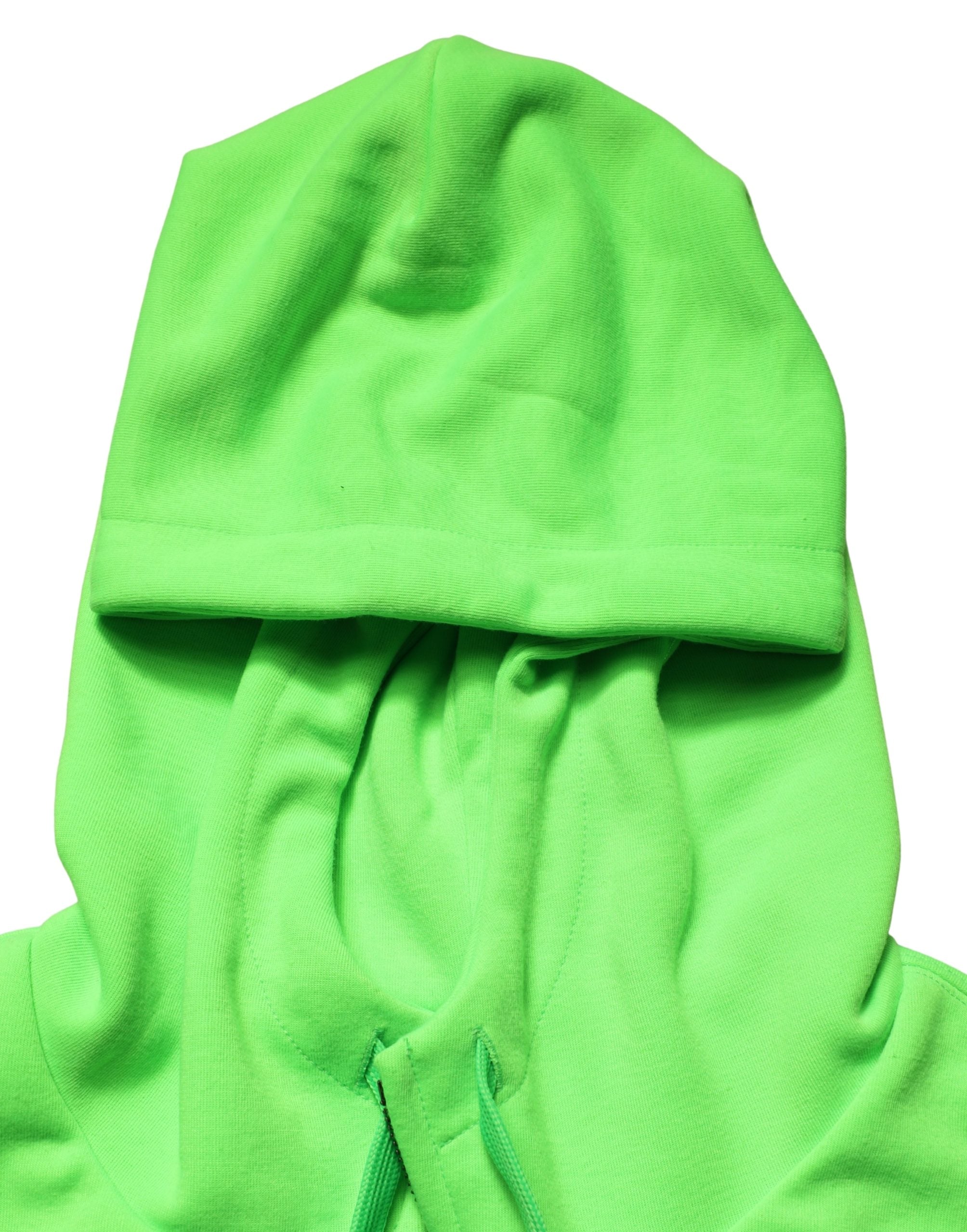 Dolce & Gabbana Grüner Kapuzenpullover aus Fleece mit durchgehendem Reißverschluss