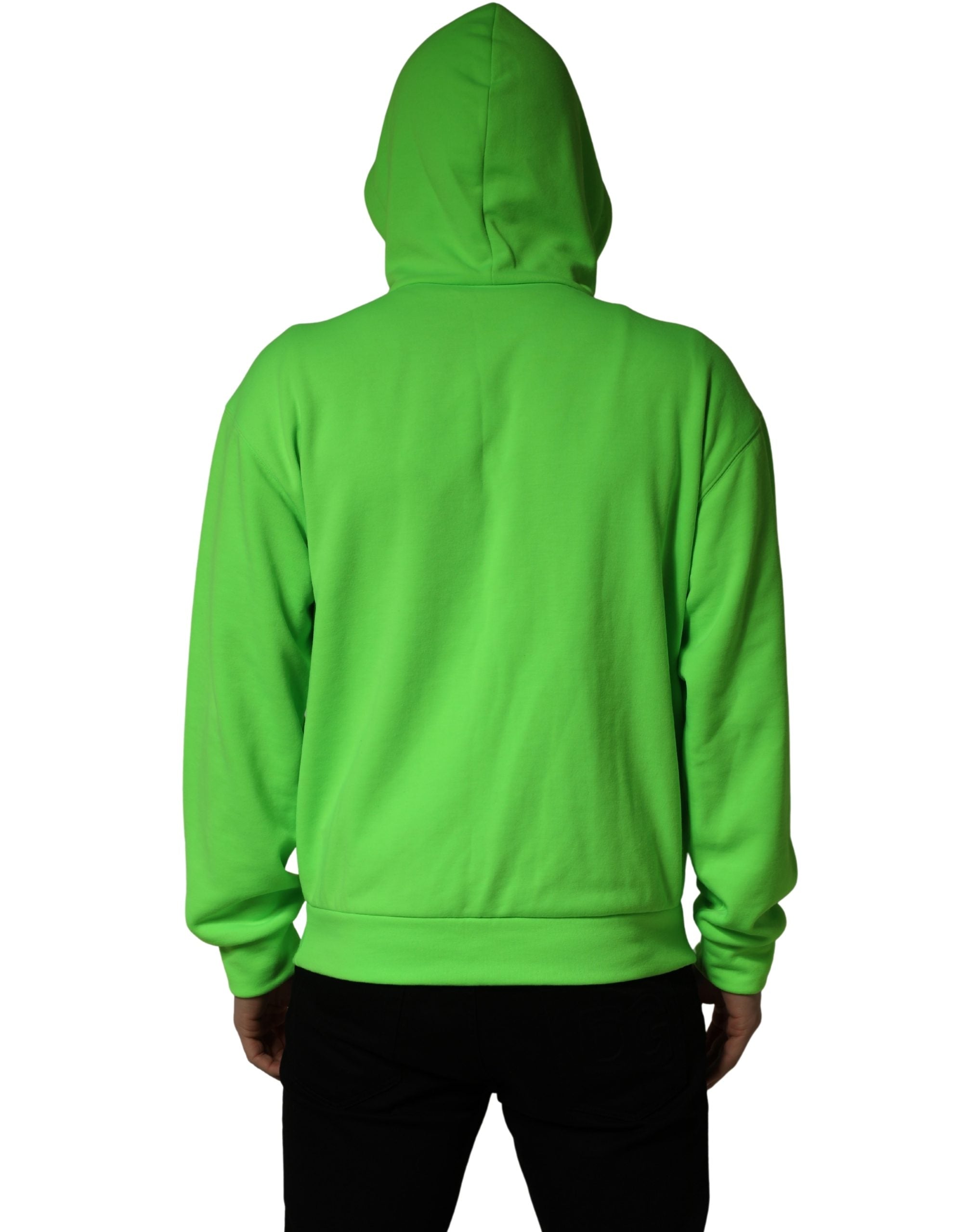 Dolce & Gabbana Grüner Kapuzenpullover aus Fleece mit durchgehendem Reißverschluss