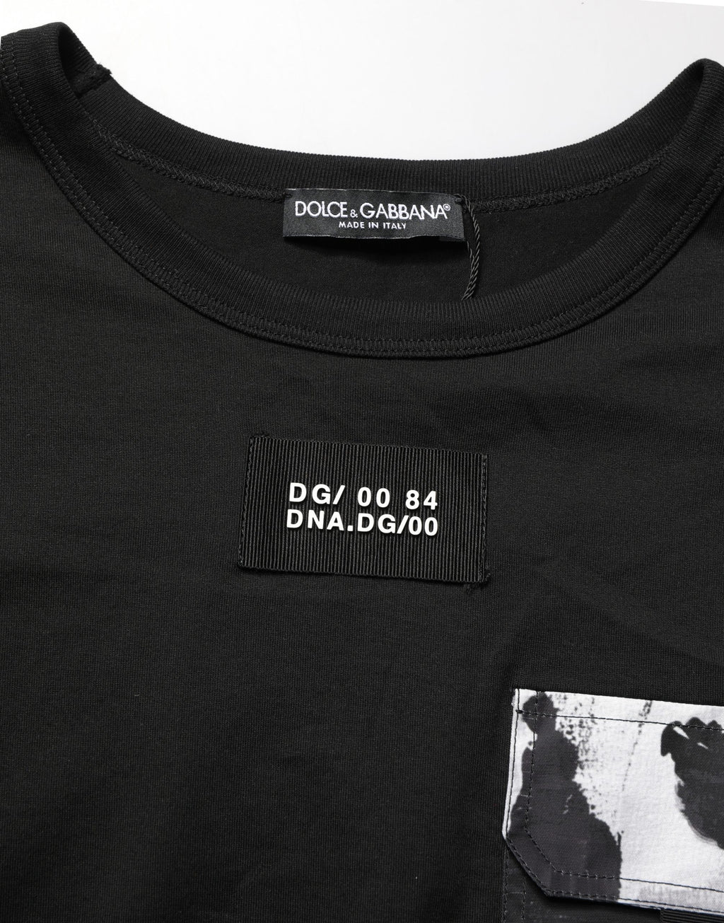 Dolce & Gabbana Schwarzes Oversize-T-Shirt mit Camouflage-Tasche