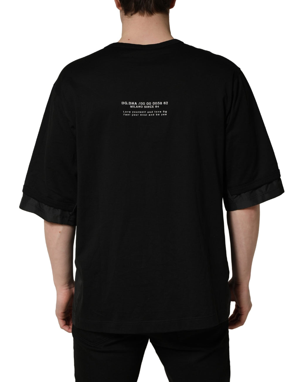 Dolce & Gabbana Schwarzes Oversize-T-Shirt mit Camouflage-Tasche