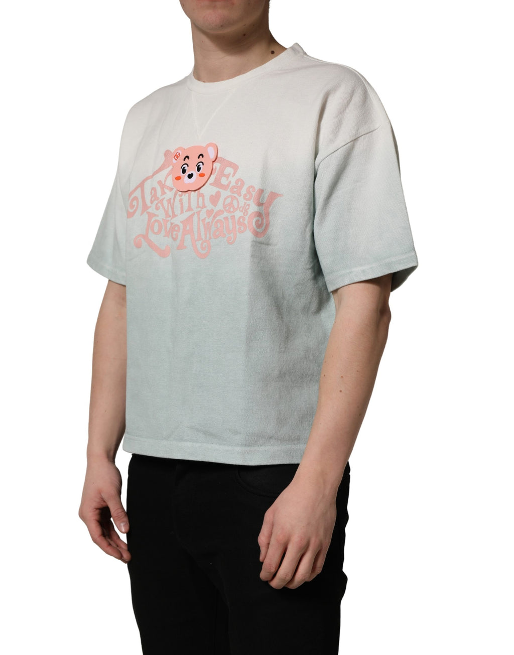 Dolce & Gabbana Grünes Tie-Dye Grafikprint Baumwoll-Rundhals-T-Shirt