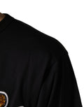 Dolce & Gabbana Schwarzes Baumwoll-T-Shirt mit Rundhalsausschnitt und Engelsprint
