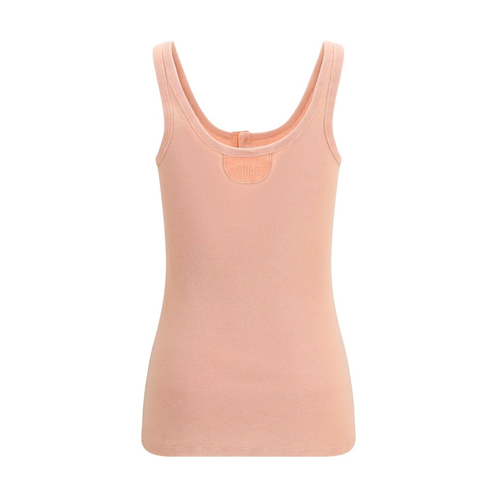 Chloé Ärmelloses T-Shirt aus mehrfarbiger Baumwolle