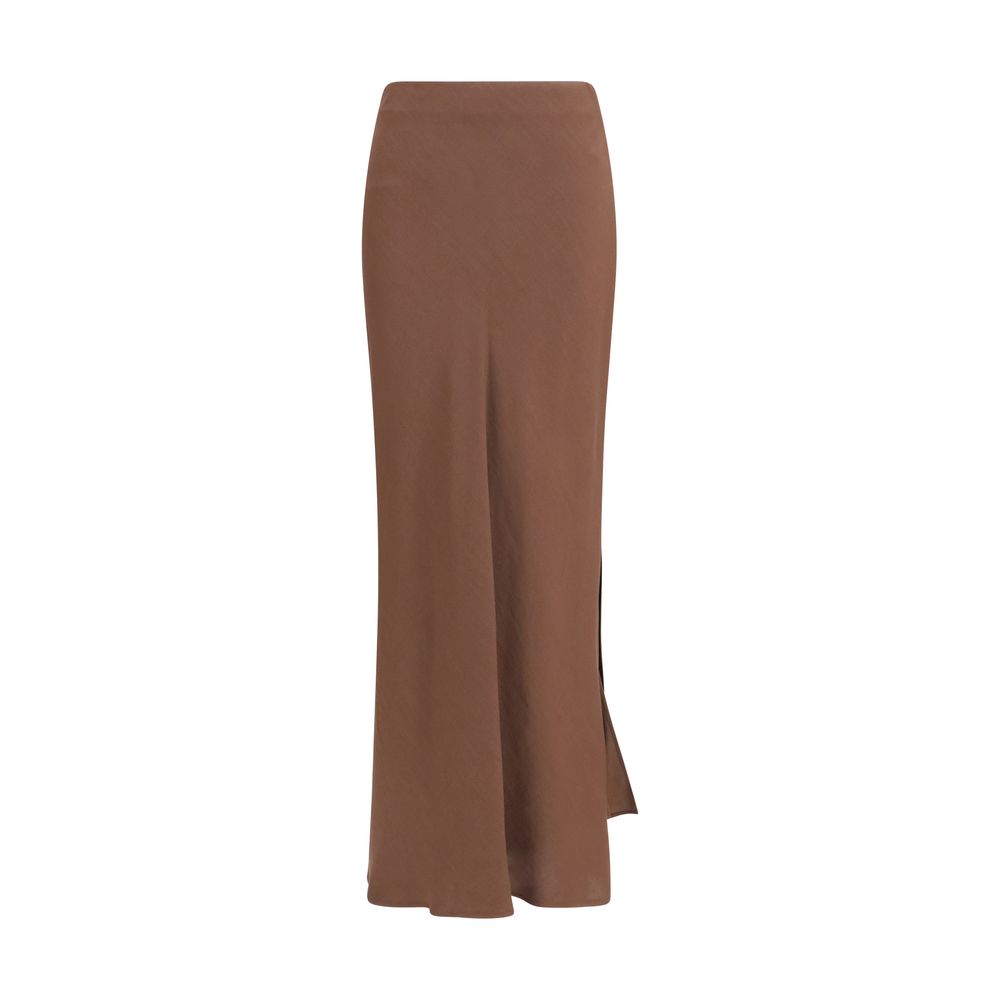 Brunello Cucinelli Brauner Viskose-Maxirock