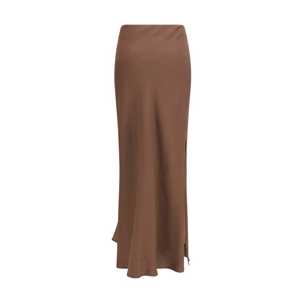 Brunello Cucinelli Brauner Viskose-Maxirock