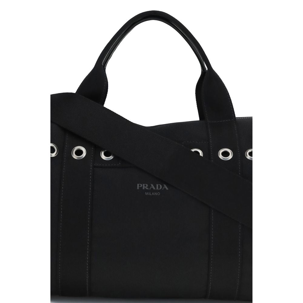 Prada Schwarze Baumwoll-Reisetasche