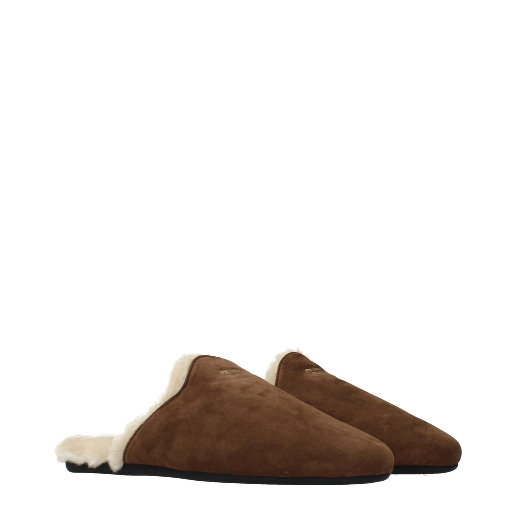 Prada Braune Leder-Slipper