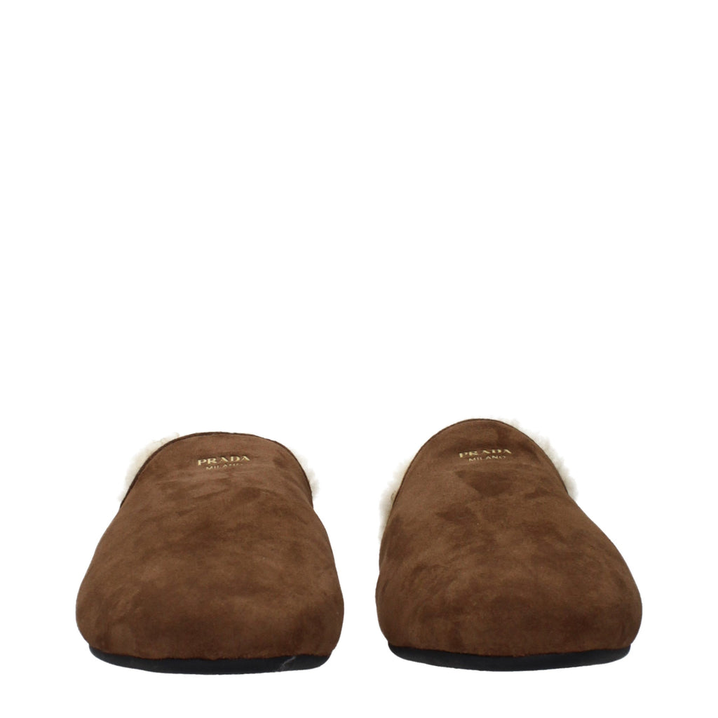 Prada Braune Leder-Slipper