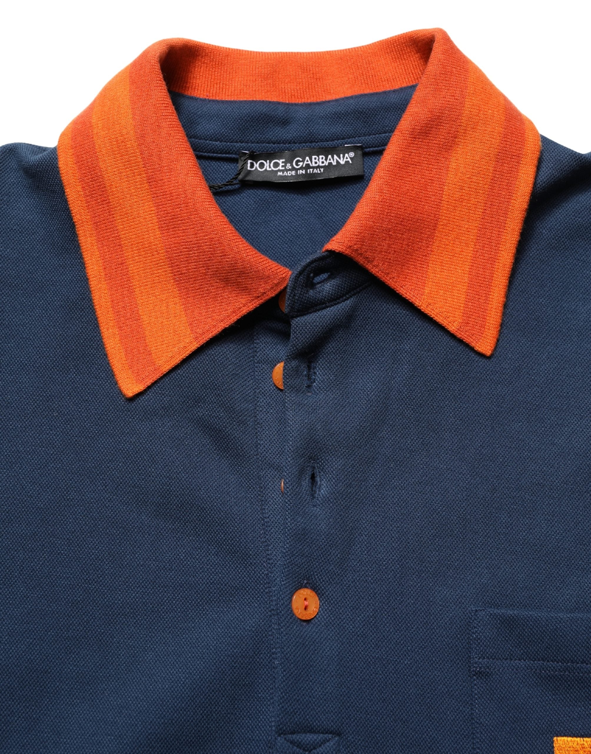 Dolce & Gabbana Herren-Poloshirt mit kurzen Ärmeln, marineblau, Baumwolle, mit Logo