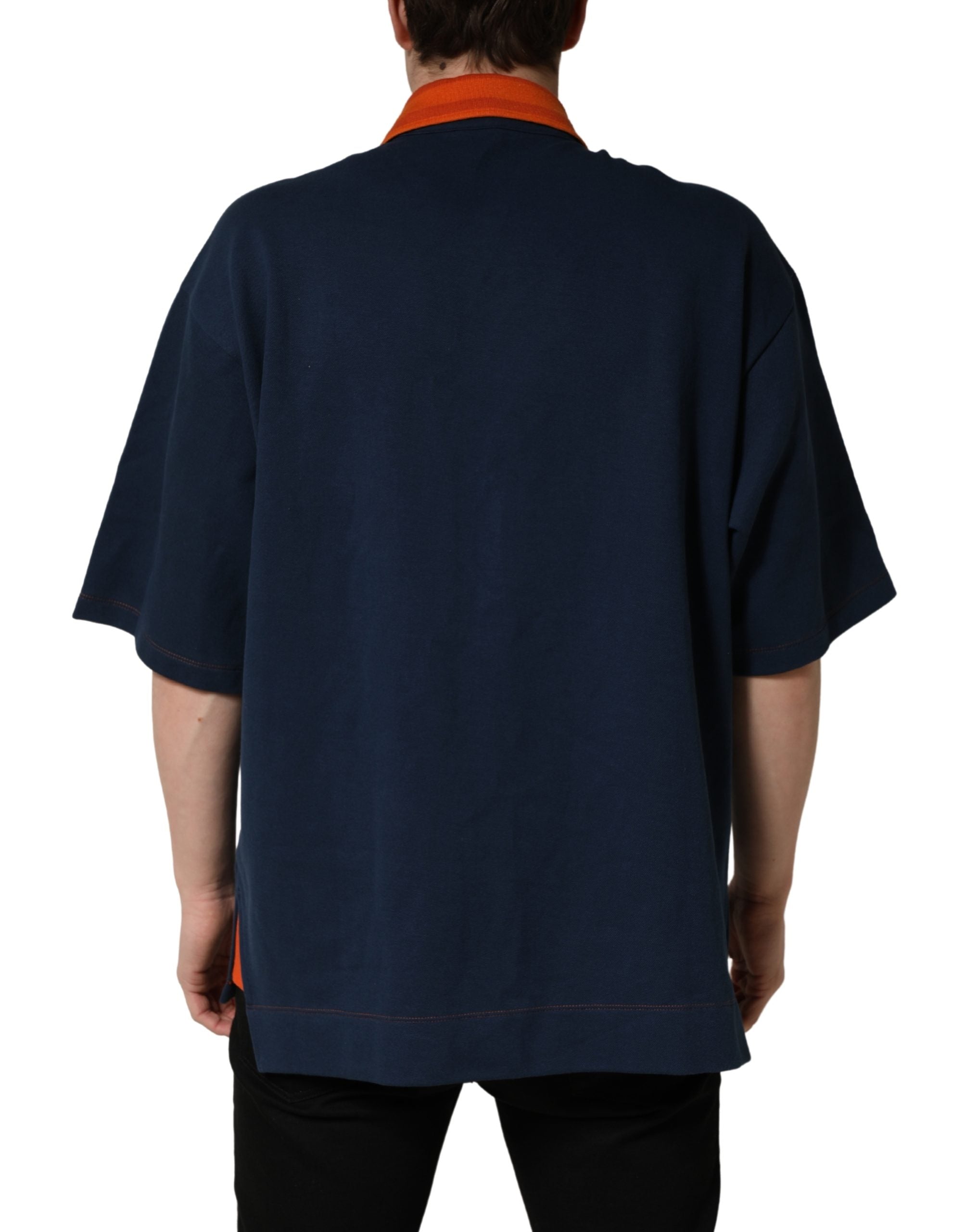 Dolce & Gabbana Herren-Poloshirt mit kurzen Ärmeln, marineblau, Baumwolle, mit Logo