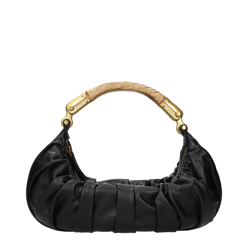 Balmain Schwarze Lederhandtasche
