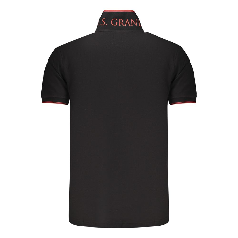 U.S. Grand Schwarzes Baumwoll-Poloshirt für Herren