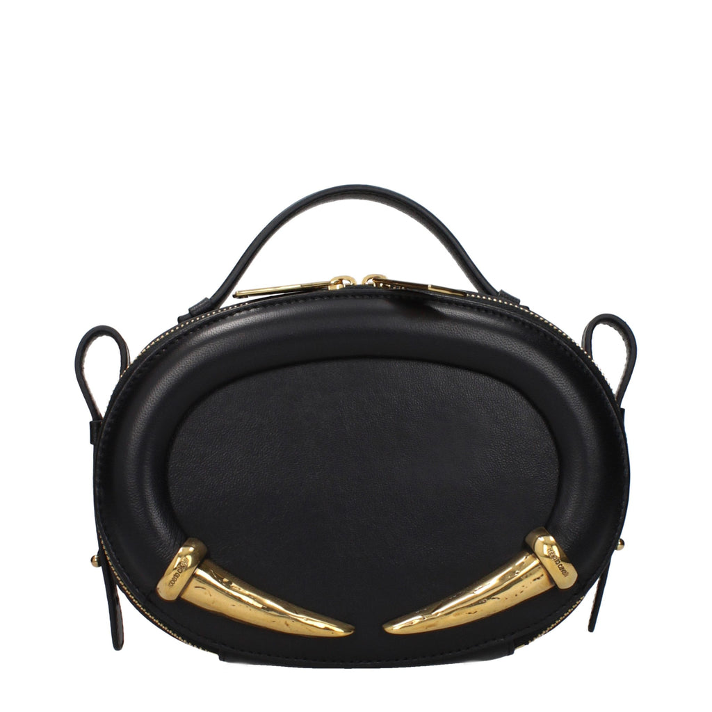 Roberto Cavalli Schwarze Lederhandtasche