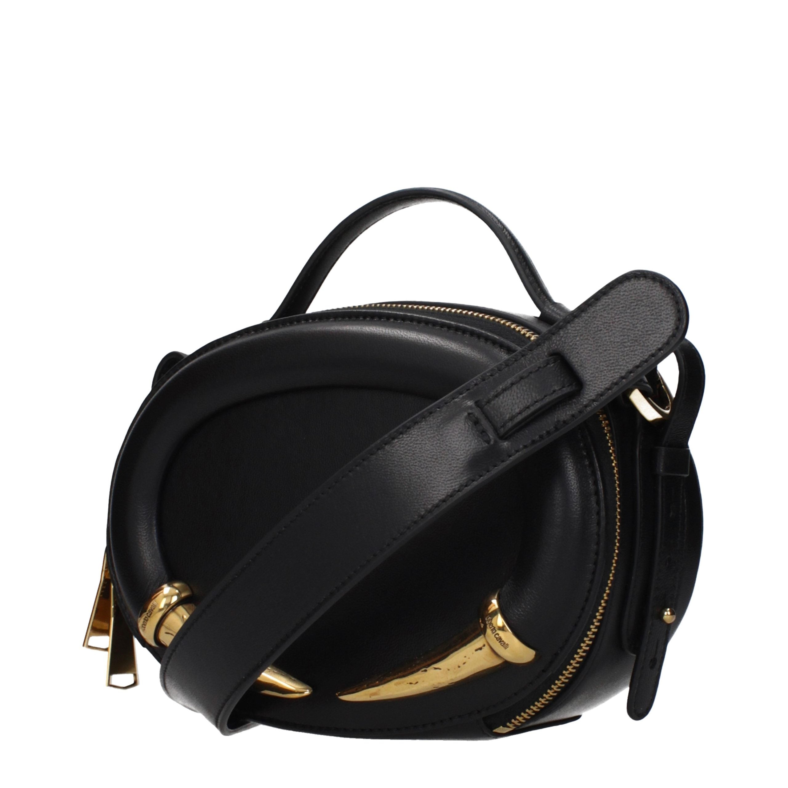 Roberto Cavalli Schwarze Lederhandtasche