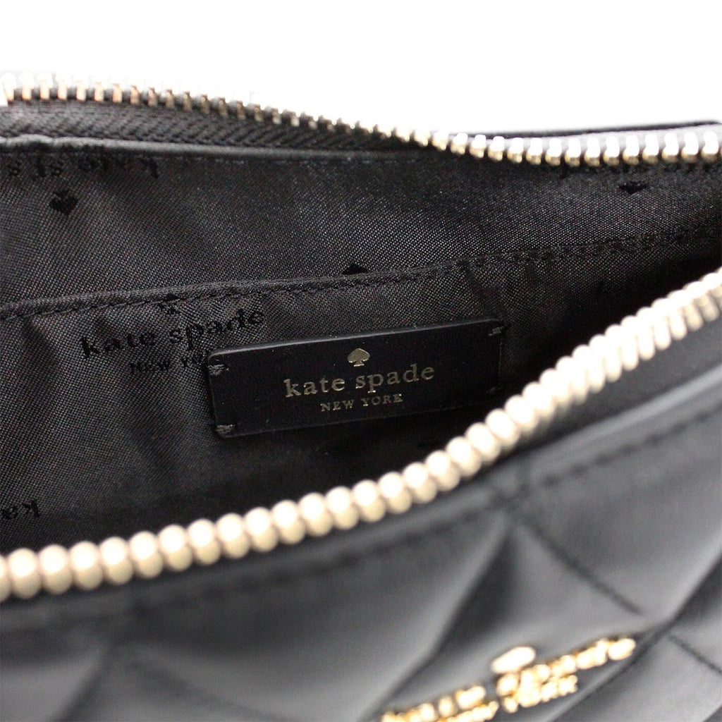 Kate Spade Carey Small Black Quilted Leather Crossbody Bag with Zipper