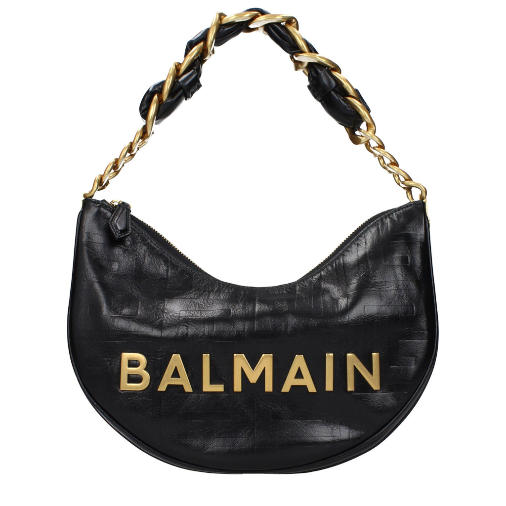 Balmain Schwarze Leder Umhängetasche