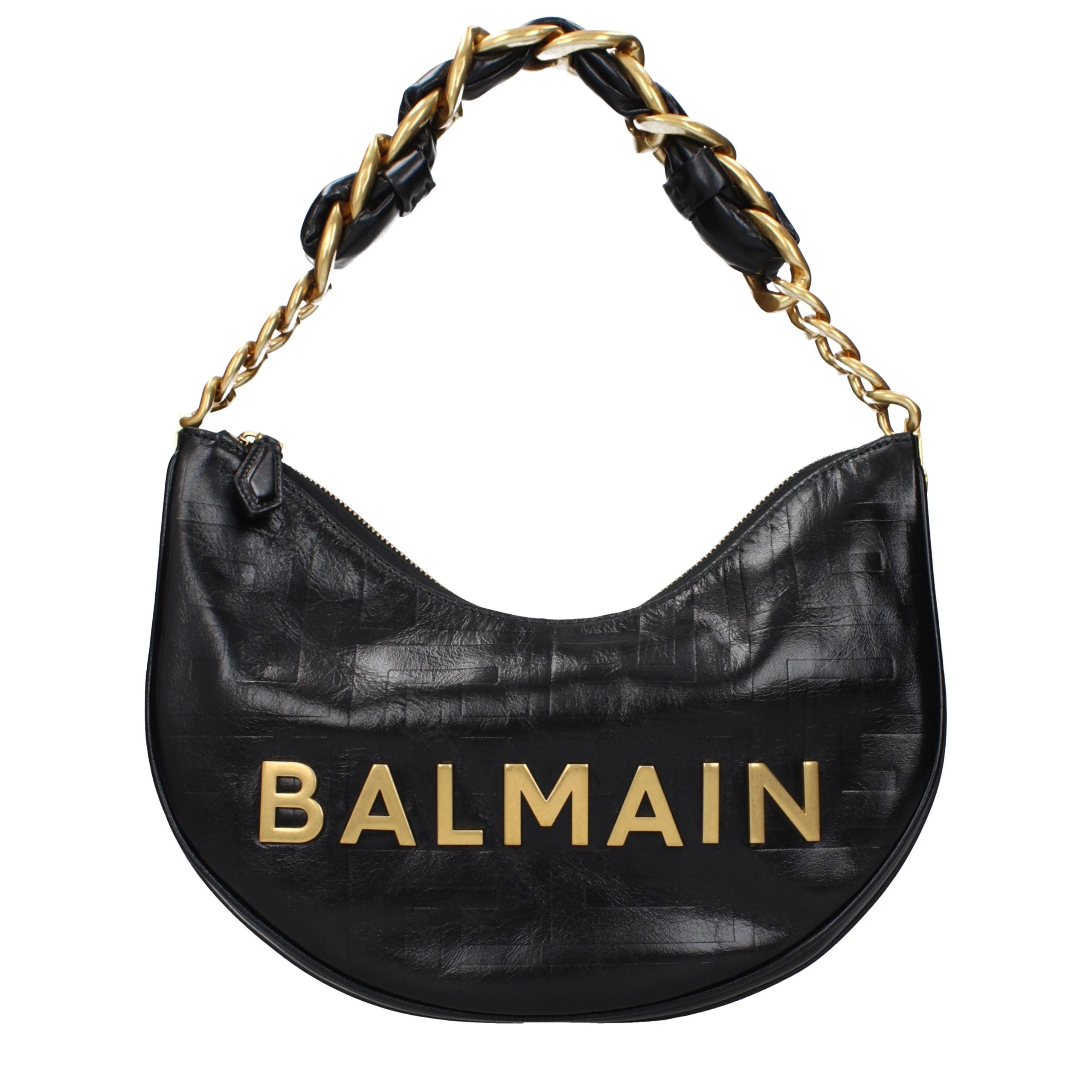 Balmain Schwarze Leder Umhängetasche